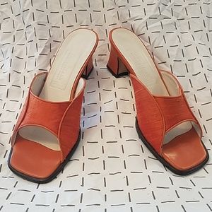 Cole Haan Resort Orange Linen Heeled Sandals Sz. 6